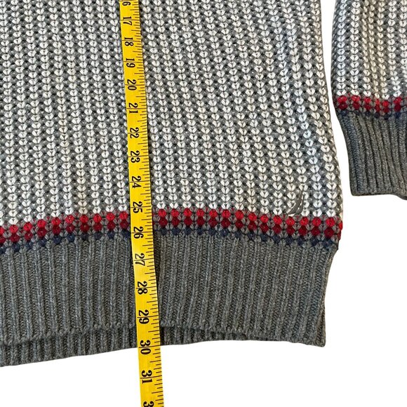 Nautica Nordic Style Sweater Mens Size XXL Shawl Collar Tuck Stitch Knit Gray - Picture 4 of 5